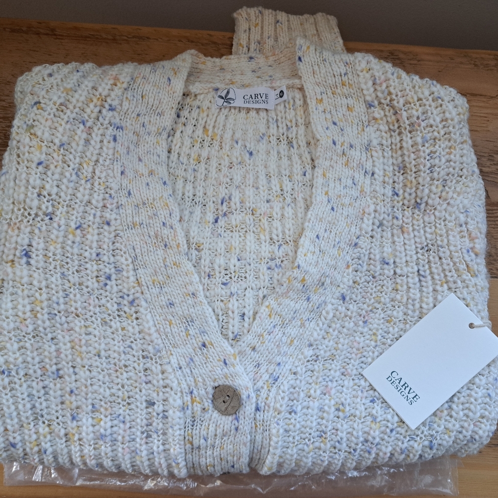 Carve Designs Cream Speckled Knit Cardigan